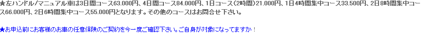 ペーパードライバー教習 左ハンドル料金