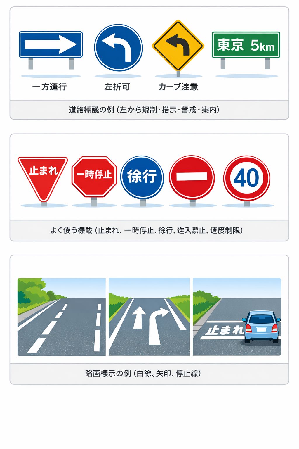 よく使う標識の意味