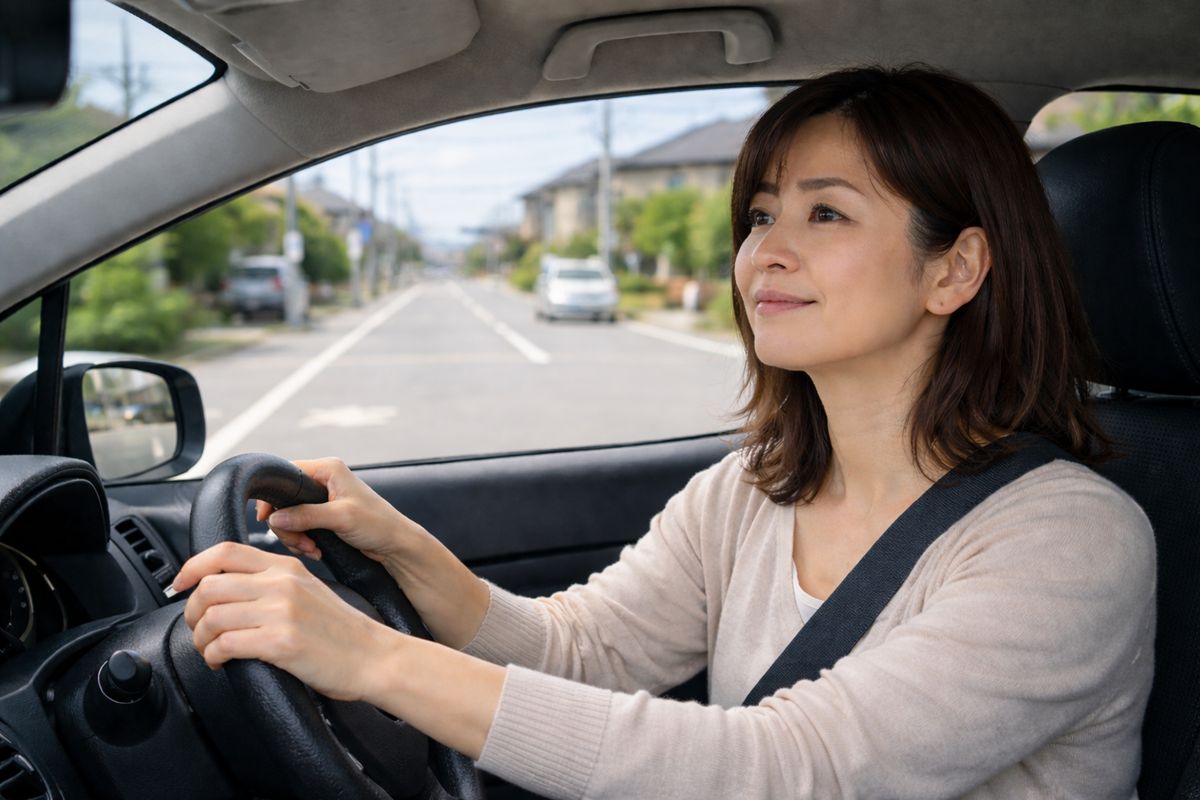 確認の順番を意識しながら落ち着いて周囲を見て運転している様子
