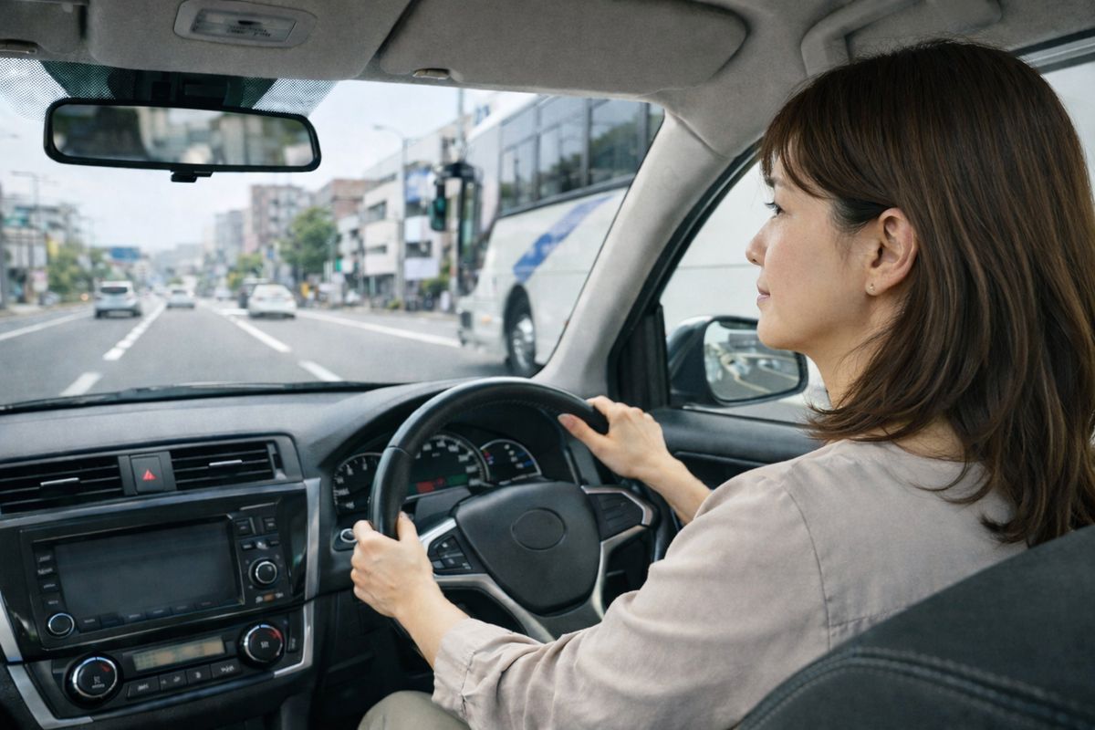 大型車が隣にいるときに自車位置が分かりにくくなって不安になりやすい様子