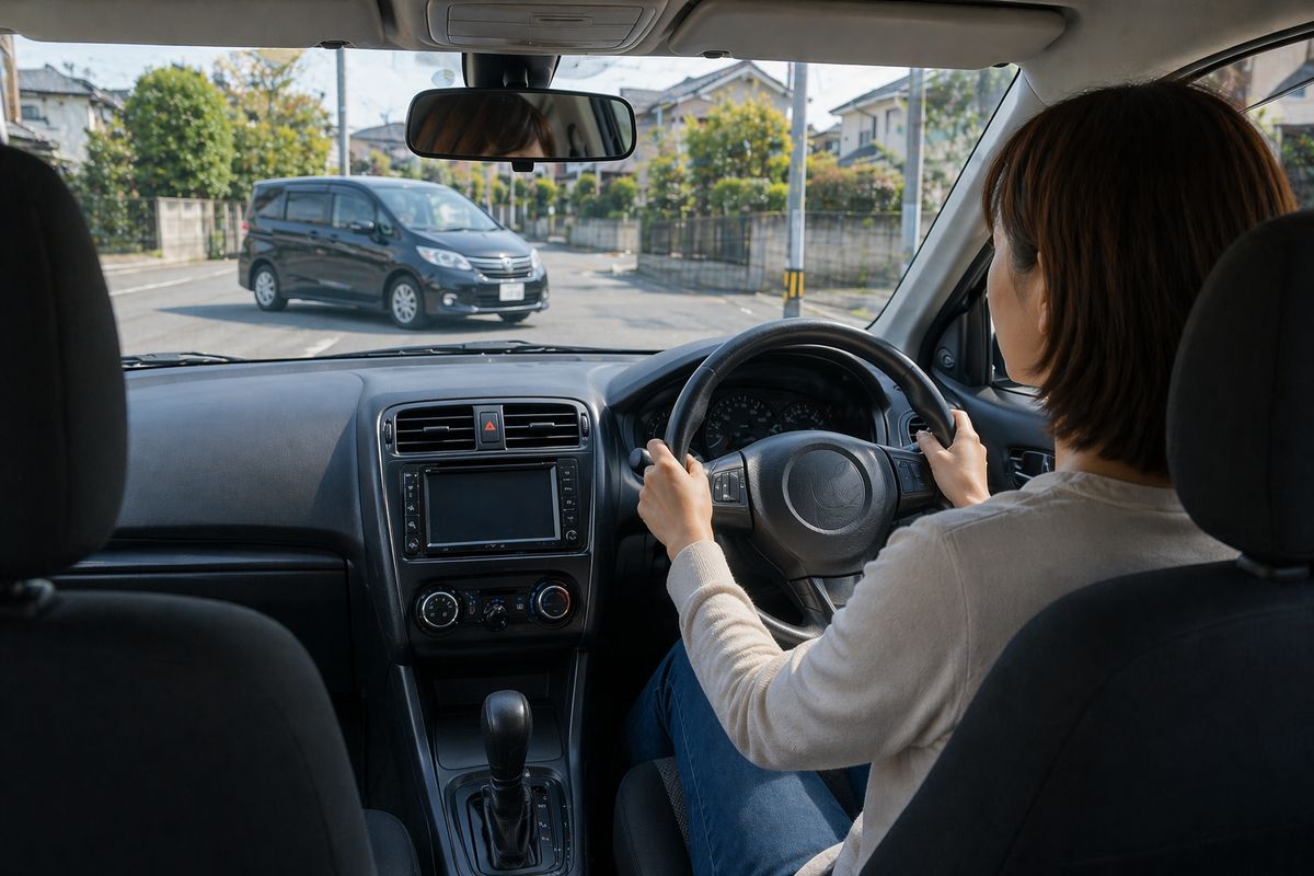 住宅街で早めに減速して余裕を作る運転